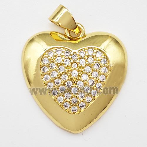 Copper Heart Pendant Micro Pave Zirconia Gold Plated