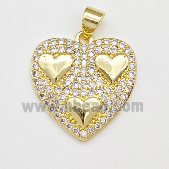 Copper Heart Pendant Micro Pave Zirconia Gold Plated