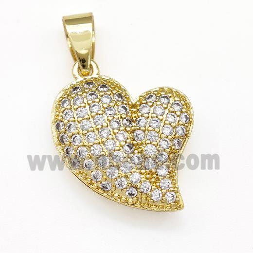 Copper Heart Pendant Micro Pave Zirconia Gold Plated