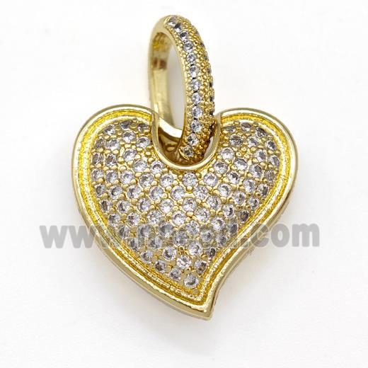 Copper Heart Pendant Micro Pave Zirconia Gold Plated