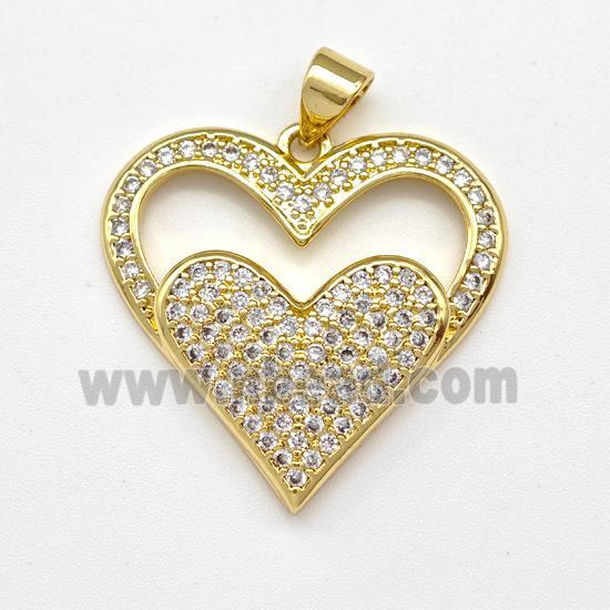 Copper Heart Pendant Micro Pave Zirconia Gold Plated