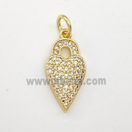 Copper Heart Pendant Micro Pave Zirconia Gold Plated