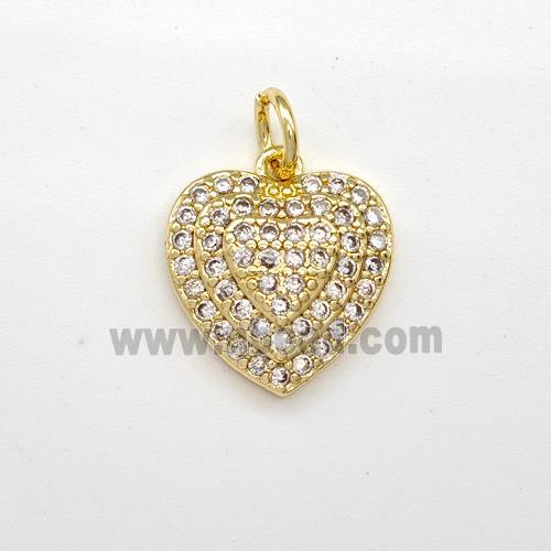 Copper Heart Pendant Micro Pave Zirconia Gold Plated