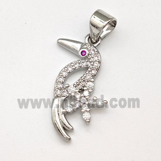 Copper Birds Pendant Micro Pave Zirconia Platinum Plated