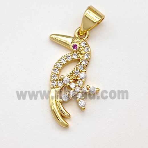 Copper Birds Pendant Micro Pave Zirconia Gold Plated