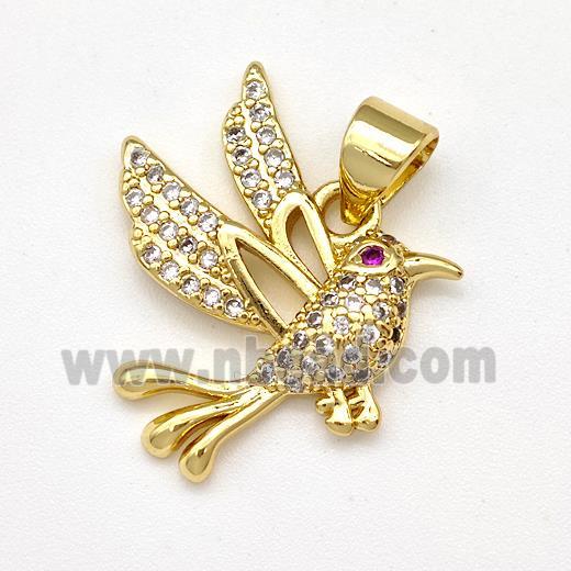 Copper Birds Pendant Micro Pave Zirconia Gold Plated