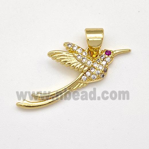 Copper Phonenix Pendant Micro Pave Zirconia Birds Gold Plated