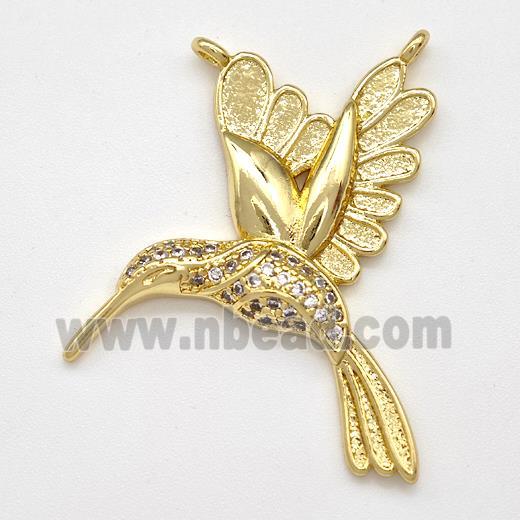 Copper Birds Pendant Micro Pave Zirconia 2loops Gold Plated