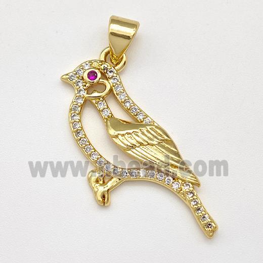 Copper Birds Pendant Micro Pave Zirconia Gold Plated