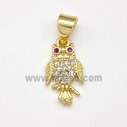 Copper Owl Birds Pendant Micro Pave Zirconia Gold Plated