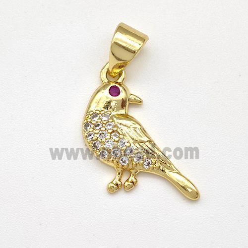 Copper Birds Pendant Micro Pave Zirconia Gold Plated