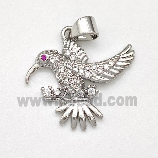 Copper Birds Pendant Micro Pave Zirconia Platinum Plated