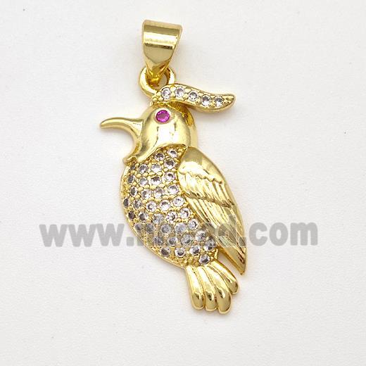 Copper Parrot Birds Pendant Micro Pave Zirconia Gold Plated