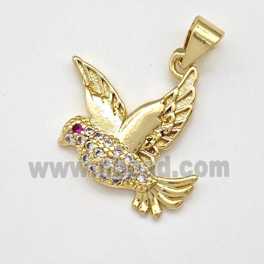 Copper Birds Pendant Micro Pave Zirconia Gold Plated