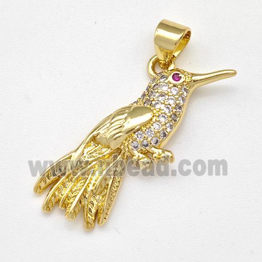 Copper Birds Pendant Micro Pave Zirconia Gold Plated