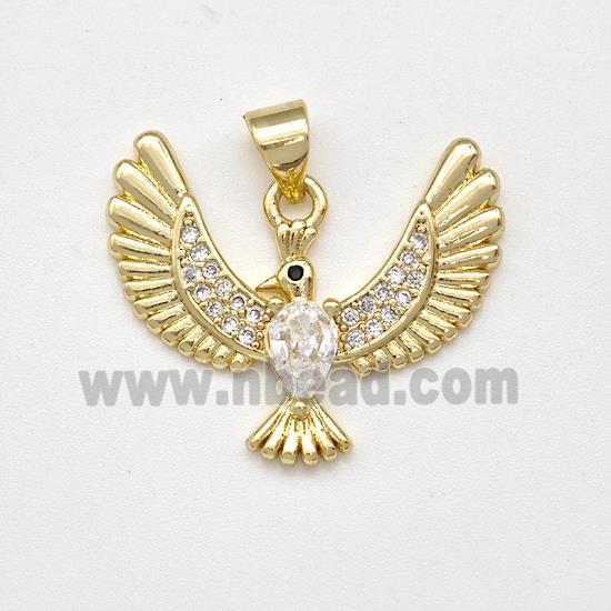 Copper Eagle Pendant Micro Pave Zirconia Bird Gold Plated