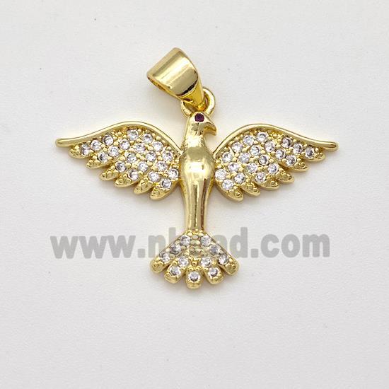 Copper Eagle Pendant Micro Pave Zirconia Bird Gold Plated