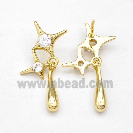 Copper Northstar Stud Earring Micro Pave Zirconia Gold Plated