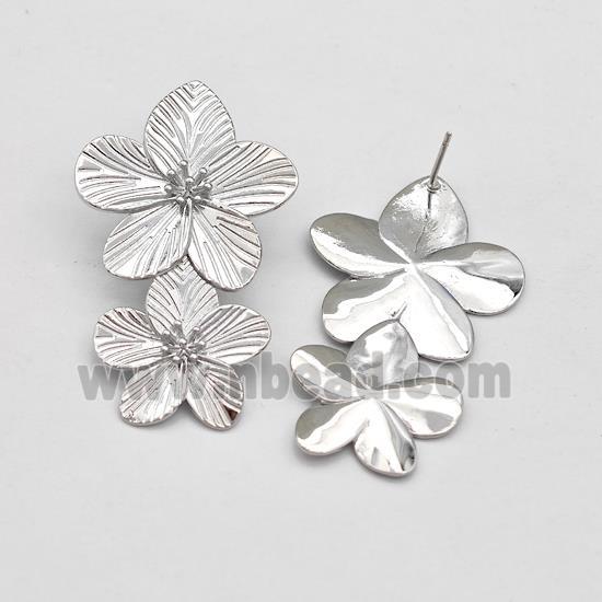 Copper Flower Stud Earring Platinum Plated