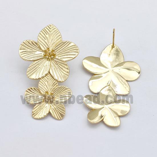 Copper Flower Stud Earring Gold Plated