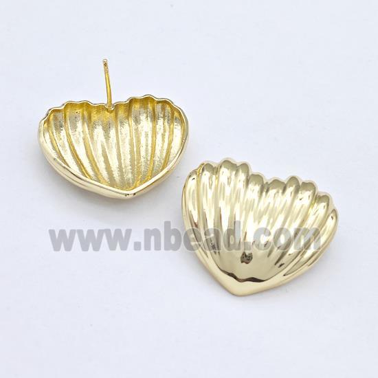 Copper Scallop Shell Stud Earring Gold Plated