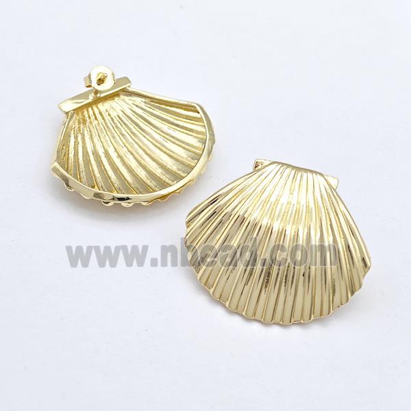 Copper Scallop Shell Stud Earring Gold Plated