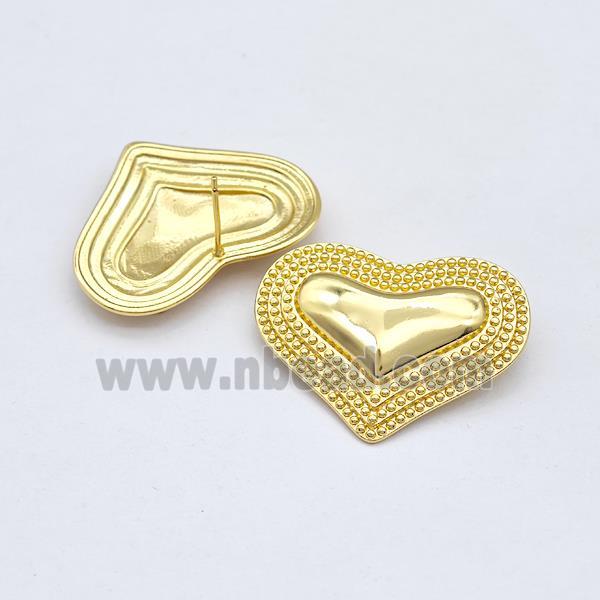 Copper Heart Stud Earrings Gold Plated