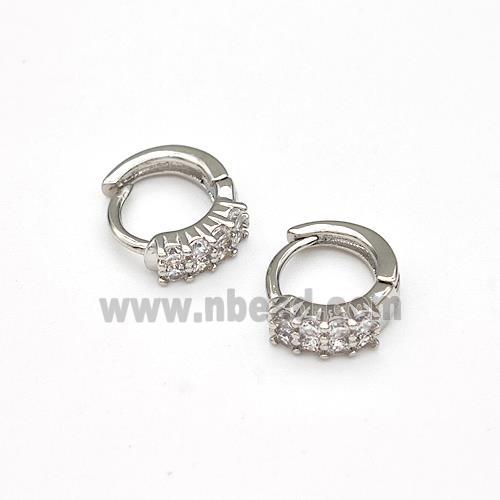 Copper Hoop Earrings Pave Zirconia Platinum Plated