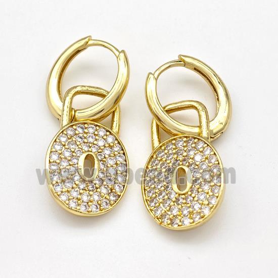 Copper Hoop Earring Padlock Pave Zirconia Gold Plated