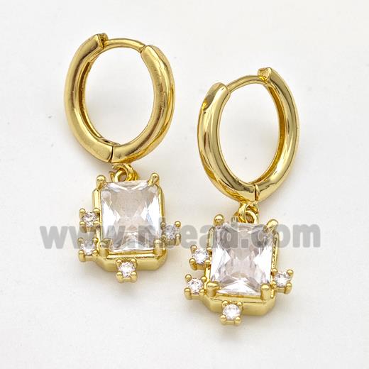 Copper Hoop Earring Pave Zirconia Gold Plated