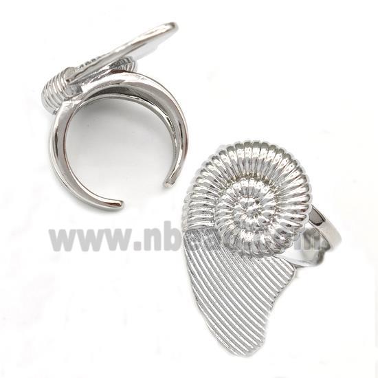 Copper Nautilus Ring Conch Shell Platinum Plated