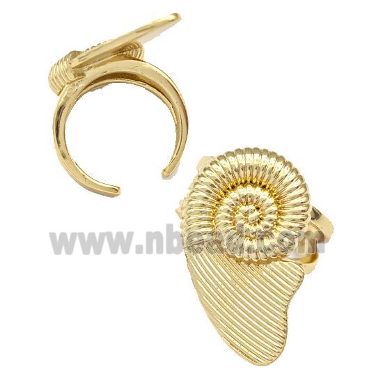 Copper Nautilus Ring Conch Shell Gold Plated