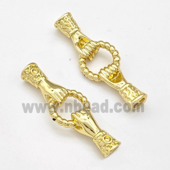 Copper Hand Connector Pave Zirconia Cord End Gold Plated