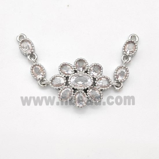 Copper Flower Pendant Micro Pave Zirconia Platinum Plated