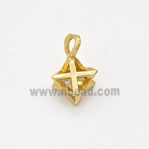 Copper Star Pendant Pave Zirconia Gold Plated