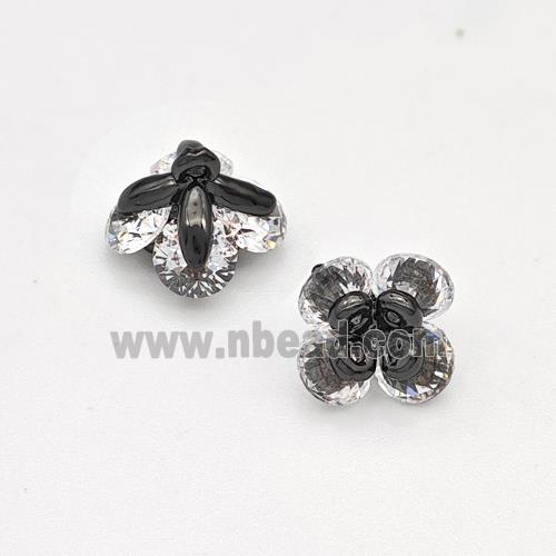 Copper Flower Pendant Pave Zirconia Black Plated