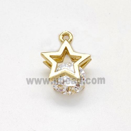 Copper Star Pendant With Zirconia Gold Plated