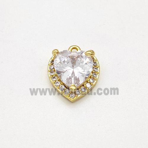 Copper Heart Pendant Micro Pave Zirconia Gold Plated