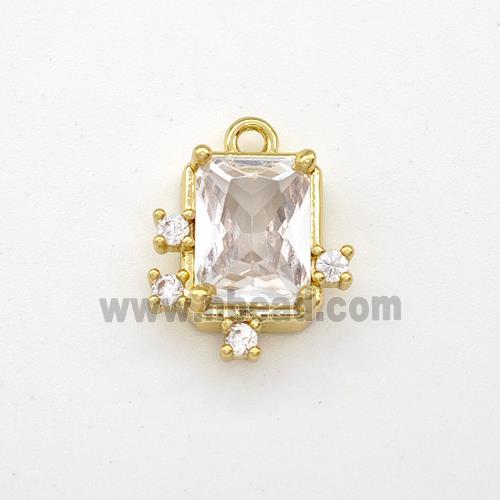 Copper Rectangle Pendant Pave Zirconia Gold Plated