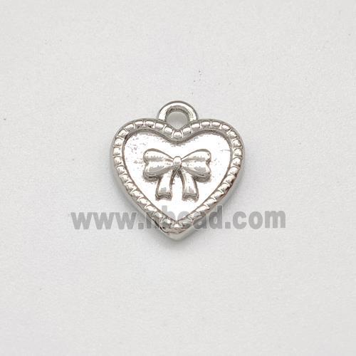 Copper Heart Pendant Bowknot Platinum Plated