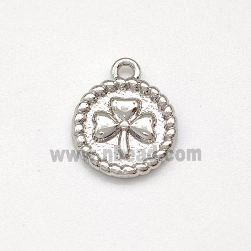 Copper Circle Pendant Clover Platinum Plated