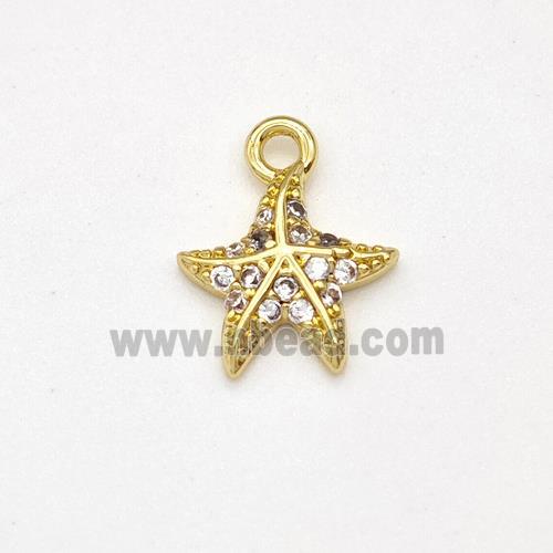 Copper Starfish Pendant Micro Pave Zirconia Gold Plated