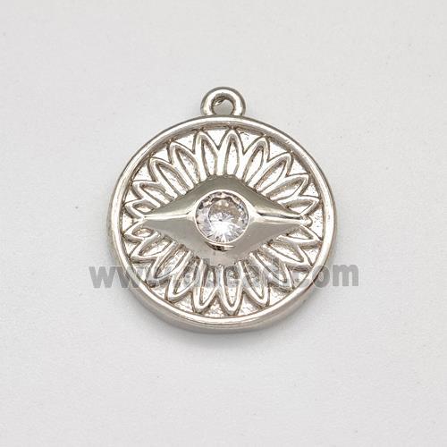 Copper Evil Eye Charms Pendant Pave Zirconia Platinum Plated