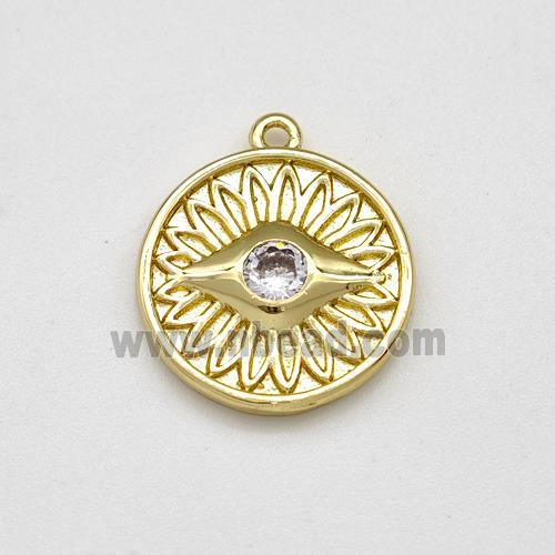 Copper Evil Eye Charms Pendant Pave Zirconia Gold Plated