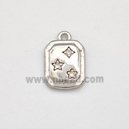 Copper Star Pendant Pave Zirconia Platinum Plated