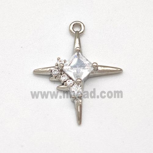 Copper NorthStar Pendant Pave Zirconia Platinum Plated