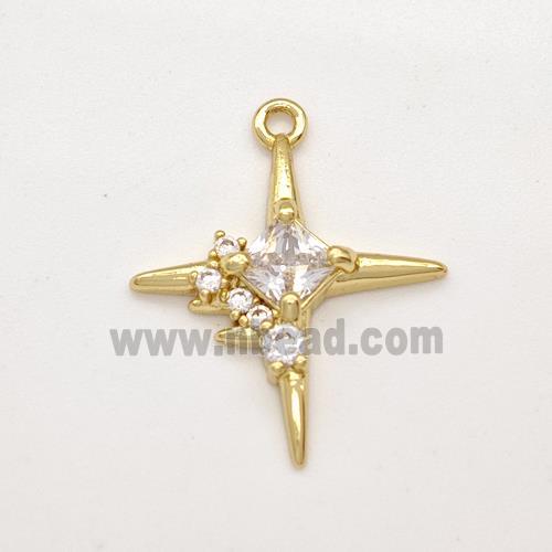 Copper NorthStar Pendant Pave Zirconia Gold Plated