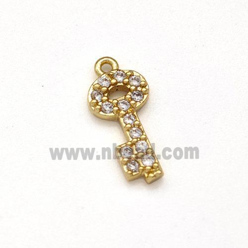 Copper Key Charms Pendant Micro Pave Zirconia Gold Plated