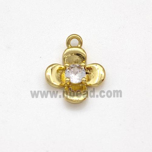 Copper Flower Pendant Pave Zirconia Gold Plated