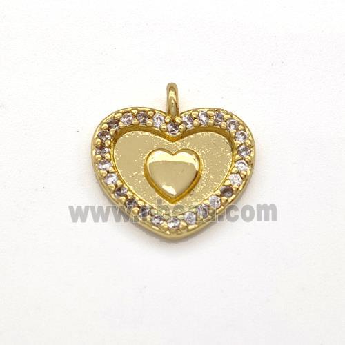 Copper Heart Pendant Micro Pave Zirconia Gold Plated